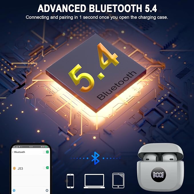 Wireless Earbuds, 40H Playback Mini Case IP7 Waterproof Sports Earphones - Image 3