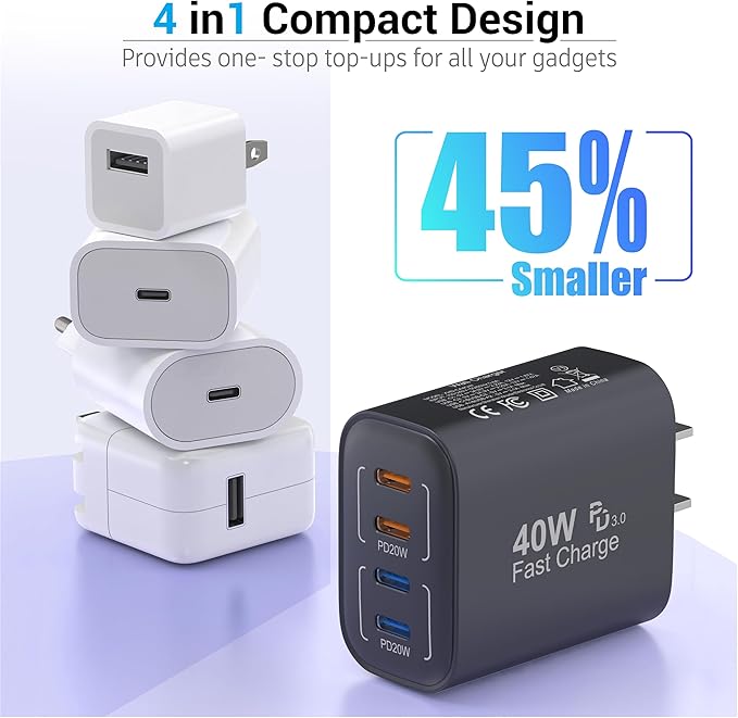 40W USB C Charger Block, 4 USBC Ports, Type C Wall Plug USB-C Fast Charging - Image 4
