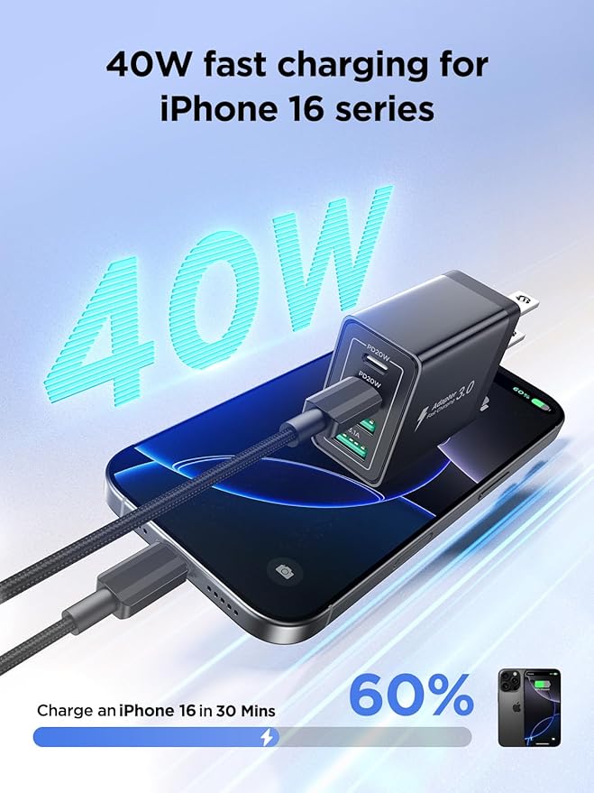 40W USB C Charger Cube, Samsung S25 S24 S23, Cellphones Charger - Image 3