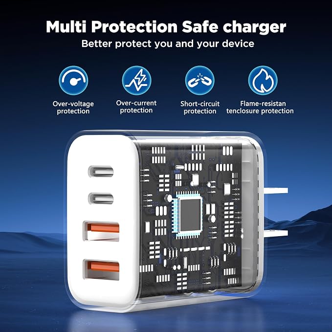 iPhone 16 Charger Block 4-Port, 40W USB C PD Power Adapter Fast Charging+ QC - Image 5