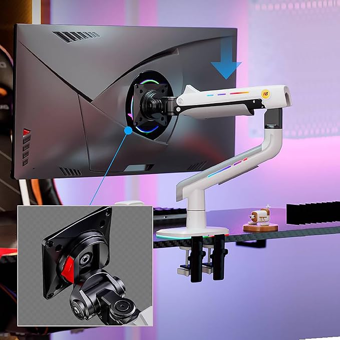 Gaming Monitor Arm for Flat/Ultrawide/Curved Monitors 32 to 60 inch, Heavy Duty - Image 4
