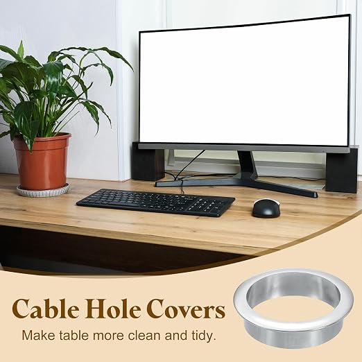 uxcell Desk Grommet, 2-3/8" Zinc Alloy Cable Hole Cover Wire Cord Organizer - Image 6