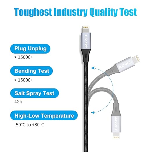 AGVEE 4 inch USB-C Female to Lightning Male Adapter, 30W Fast Charging Charger - Image 4