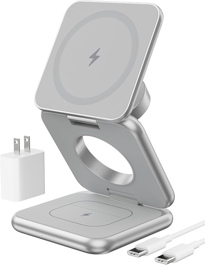 Foldable Magnetic Wireless Charger, KU XIU X40 Aluminum Alloy 3-in-1 Charging by KUXIU