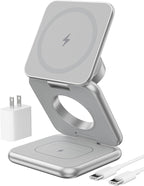 Foldable Magnetic Wireless Charger, KU XIU X40 Aluminum Alloy 3-in-1 Charging by KUXIU