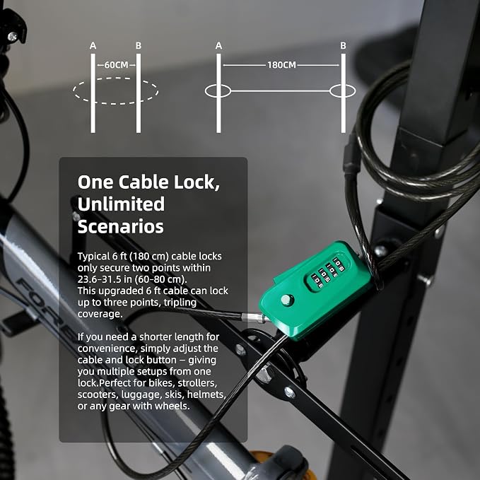 6ft Python Cable Lock for Bike, Trail Camera, 4 Digit Combination Lock - Image 7