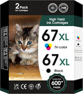 67XL Ink Cartridges Black Color Combo Pack Replacement by Fannster