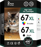 67XL Ink Cartridges Black Color Combo Pack Replacement by Fannster