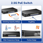 Upgrade 10 Port 2.5G PoE Switch, AUMOX PRO 8 Port 2.5G Network Unmanaged Switch - Image 5