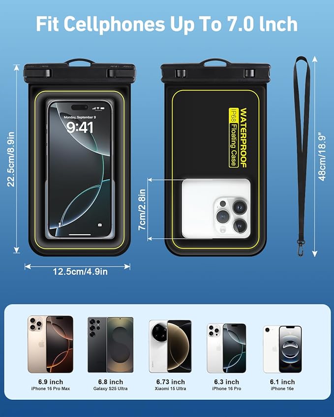 Waterproof Phone Pouch 2 Pack, IP68 Floating Waterproof Phone Case, - Image 2