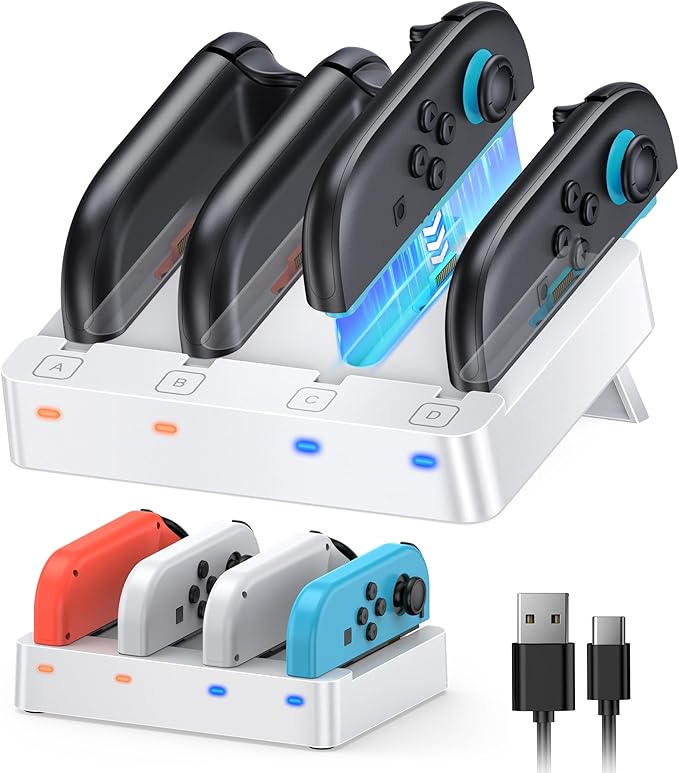 Charger for Nintendo Switch 2 and Switch 1 Controller, Horizontal Charging Dock by WAXITY