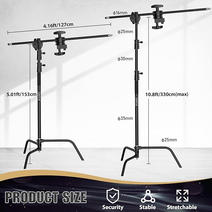 LOMTAP C Stand Light Stand Stainless Metal Photography Kit - Image 3