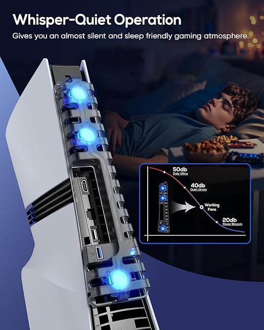 Auto Cooling Fan for PS5 Pro/Slim, USB 3.0 Port, Adjustable 3 Speed, - Image 4