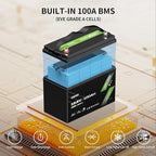 12V 100Ah LiFePO4 Lithium Battery, Built-in 100A BMS - Image 2