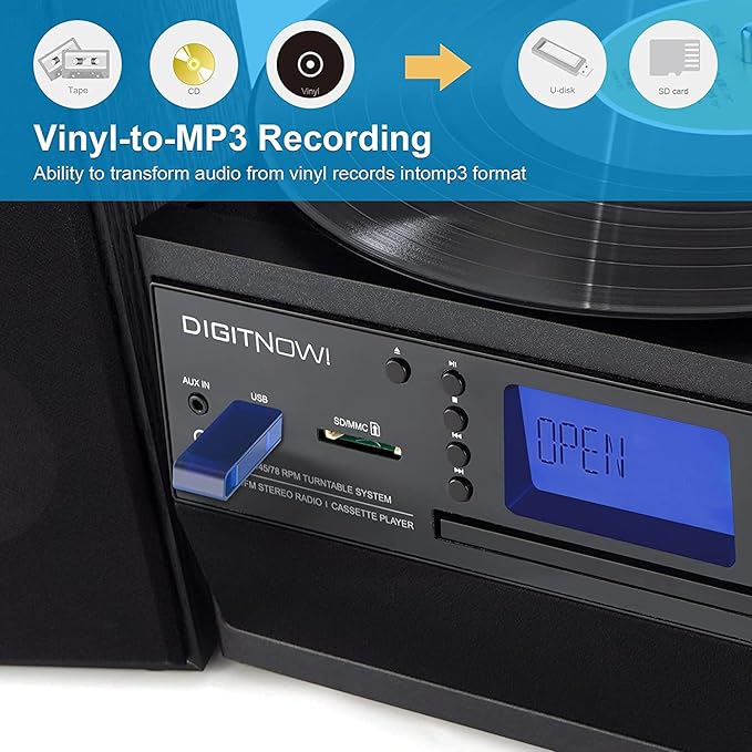 DIGITNOW Bluetooth Record Player Turntable - Image 7