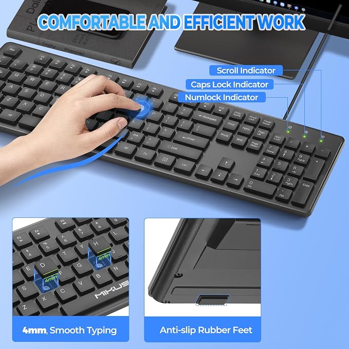 Wired Computers Keyboard with Cover Comfortable Hand Feel, Laser Engraved - Image 5