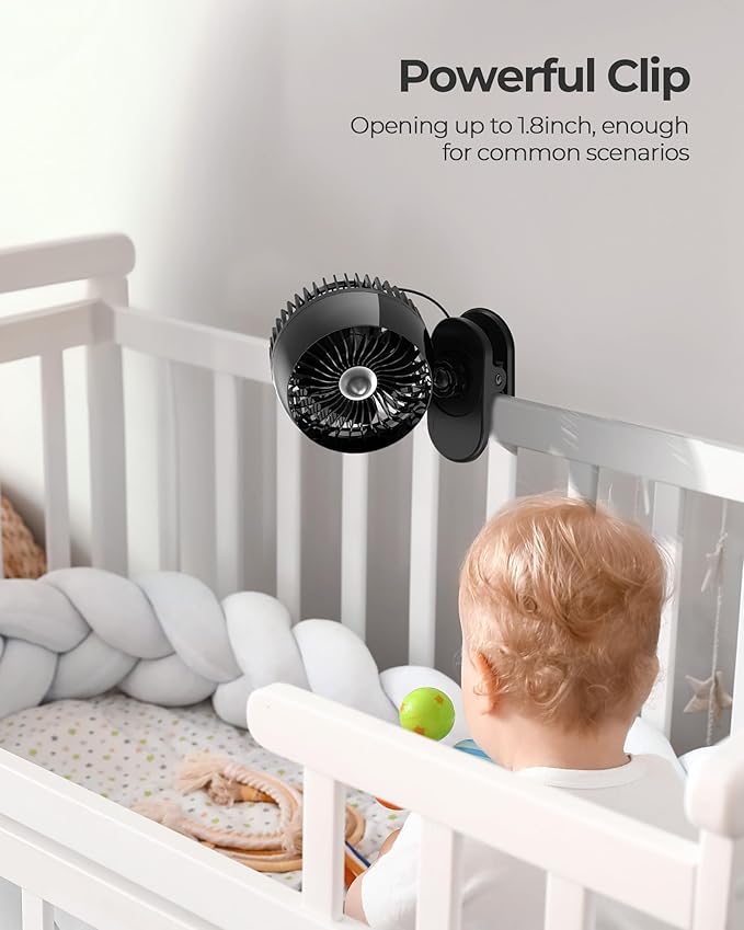 Koonie USB Clip on Fan, Strong Wind Ultra Quiet Small Desk Fan - Image 4