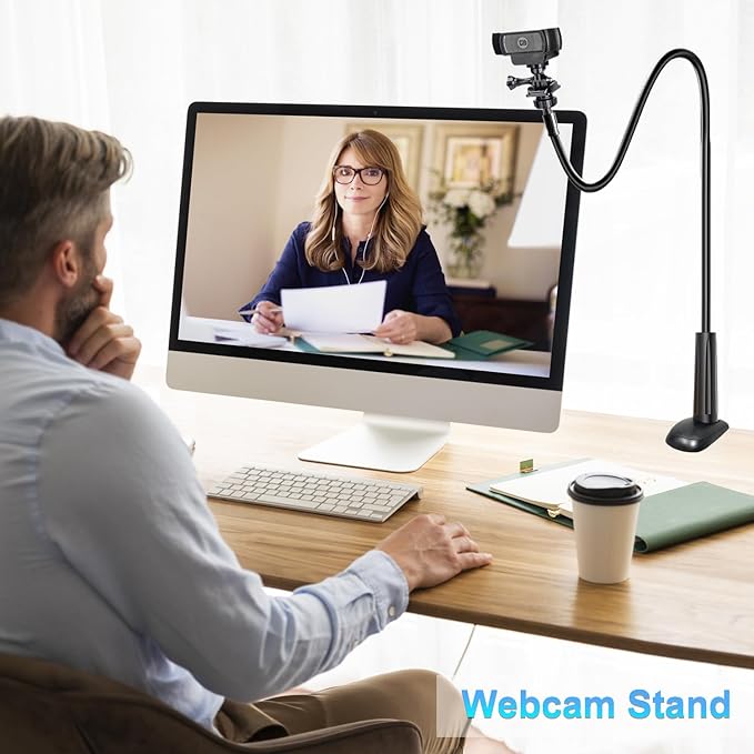 Webcam Stand for Desk, Flexible Gooseneck Webcam Mount Holder Arm - Image 2