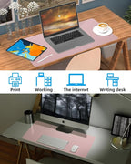 Pink Leather Desk Mat, Large Mouse Pad & Laptop Mat - Image 6