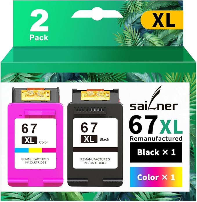SAILNER 67XL HP Printer Ink, Replacement by SAILNER