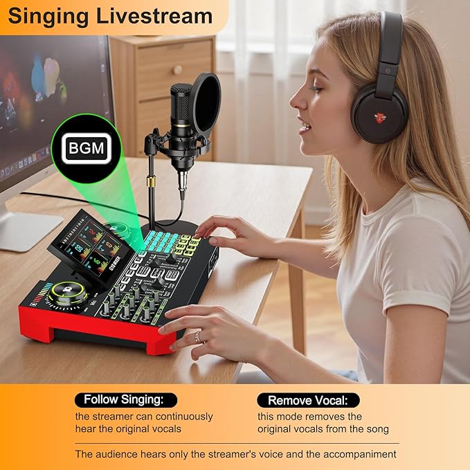 Podcast microphone bundle, live sound card, streaming audio mixer, podcast - Image 2