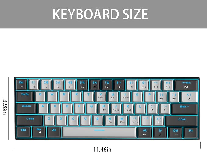 60% Mechanical Gaming Keyboard, Mixed Color Keycaps Gaming Keyboard - Image 8