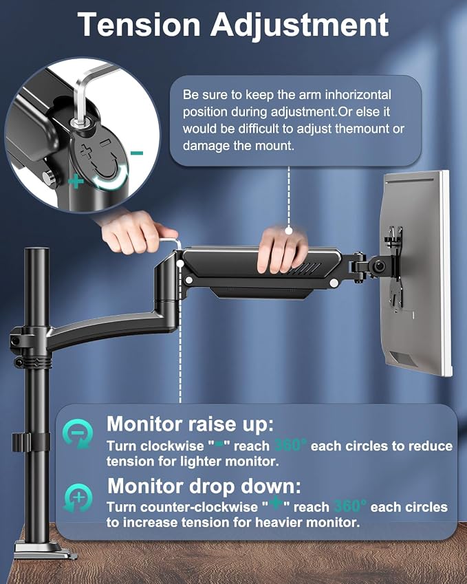 Single Monitor Mount Arm, VESA Desk Mount Stand - Image 9
