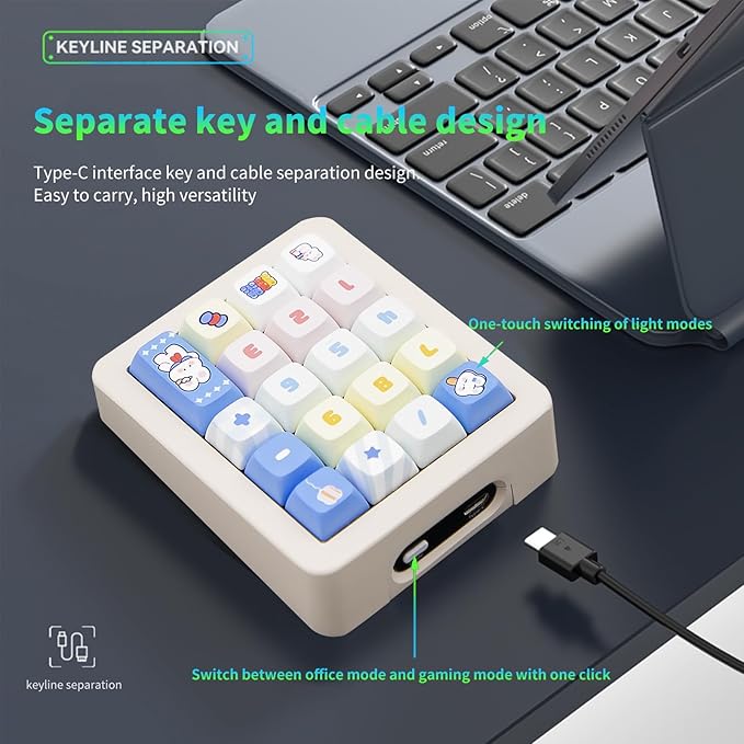 Adventurers K812 Wired Mechanical Numeric Keypad, 19-Key Hot-Swappable RGB - Image 4