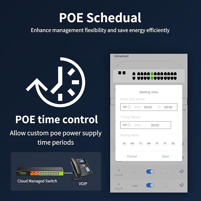 24 Port Gigabit POE+ Switch, Easy Smart Cloud Managed Swtich, 24*POE+ RJ45 - Image 4