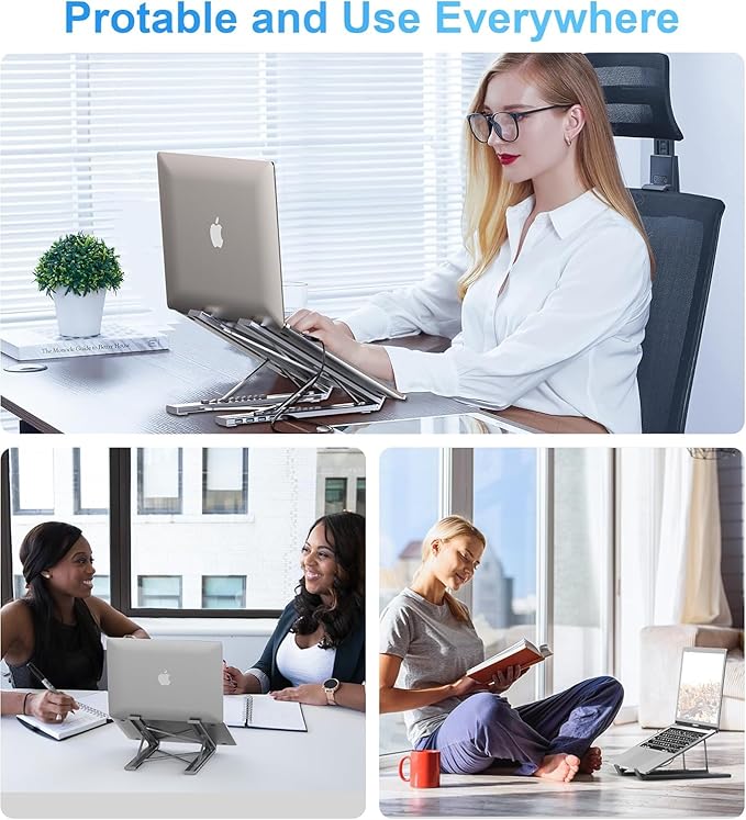 Laptop iPad USB C Docking Station Stand, Aluminum Tablet Holder, 8 in 1 USB C - Image 3