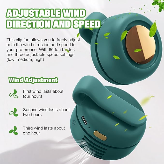 Portable Silent Mini Bladeless Fan Clip on, Portable Silent Mini Bladeless - Image 4