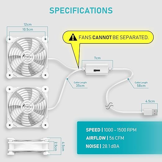 ANEXT, USB Fan, USB Computer Fan, Silent Fans - Image 6