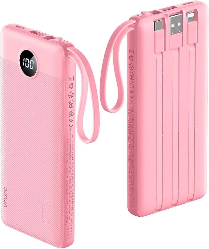 VRURC Portable Charger Power Bank, 10000mAh Travel Essentials Battery Pack by Home