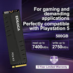 500GB PS5 SSD with Heatsink PCIe Gen4 NVMe M.2 Gaming SSD, 7400MB/s Read - Image 3