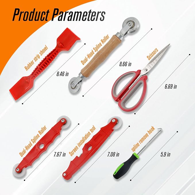 Screen Repair Tools, 6 in 1 Window Screen Installation Kit Include Screen - Image 2