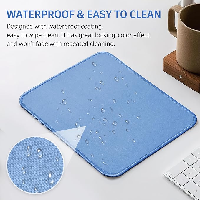 Blue Mouse Pad, 10.2 x 8.2 Inch, 3mm Thick, Ultra-Smooth, Waterproof, Suitable - Image 6