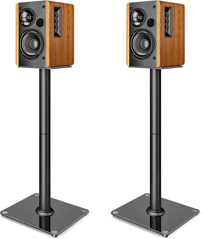 Speaker Stands Pair for Surround Sound, 55 LBS Capacity, 30.1 inch Floor by Pegzone