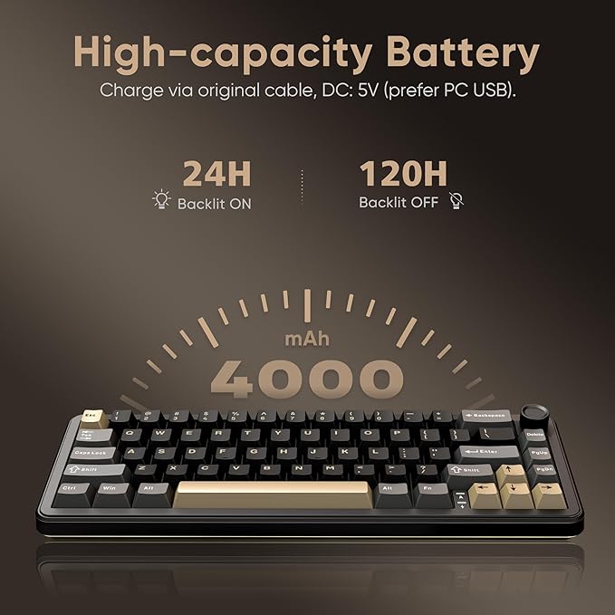 RedThunder K65 Wireless Mechanical Keyboard, CNC Knob, Tri-Mode - Image 8