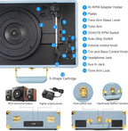 Vinyl Record Player 3-Speed Bass Control Bluetooth Suitcase Portable - Image 5