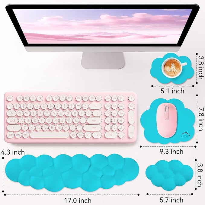 Cloud Wrist Rest for Computer Keyboard, 4-in-1 Memory Foam Leather Cloud - Image 3