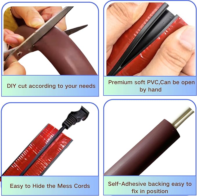 10ft Self Adhesive Floor Cord Cover, Cable Cavity:0.61" x 0.32", Heavy Duty - Image 7