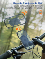 Bike Phone Holder, Motorcycle Cell Phone Mount- 360° Rotatable, Silicone - Image 2