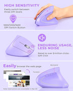 Lekvey Ergonomic Mouse, Vertical Wireless Mouse, Rechargeable 2.4G Optical - Image 5