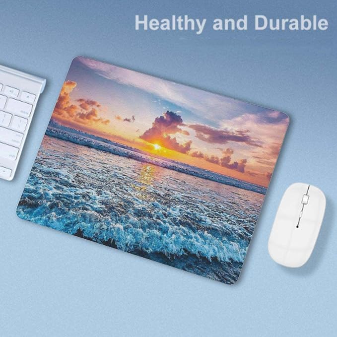 Sunset Ocean Wave Mouse Pad, Square Mousepad, Waterproof Mouse Mat Non-Slip - Image 6