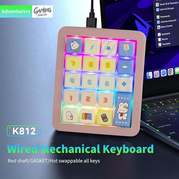 Adventurers K812 Wired Mechanical Numeric Keypad, 19-Key Hot-Swappable RGB - Image 6