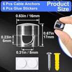 6 Sets Charger Holders for Cords, Adhesive Metal Cord Clips, Cable Management - Image 2