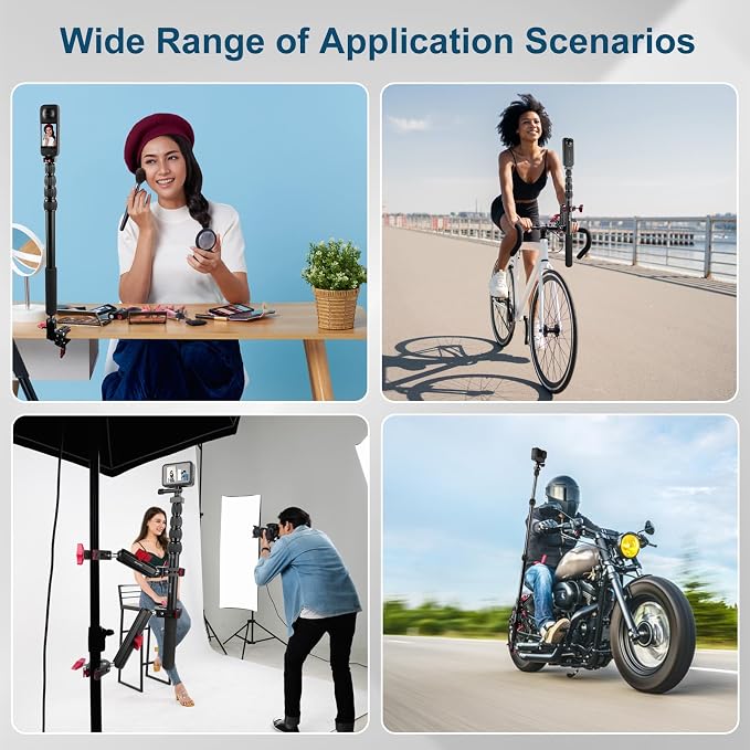 Motorcycle Mount kit for Insta36O X5 X4, Bike Handlebar Clamp Mount and 59" - Image 5