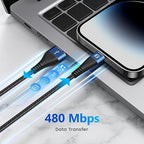 3 Pack iPhone Charger 10FT Long USB to Lightning Cable Fast Charging Cord - Image 5