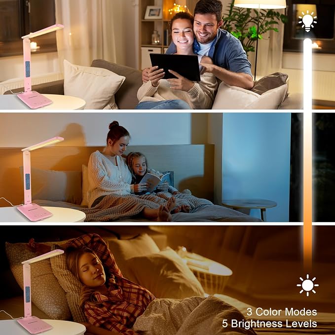 Desk Lamp with Wireless Charger，USB Charging Port, Dimmable Office Desk Light - Image 3