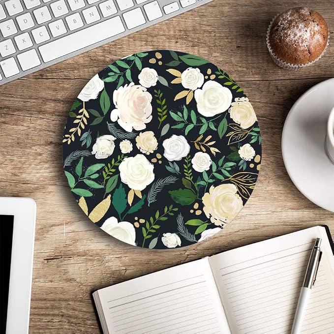 Round Mouse Pad, Floral Mouse Pad, Washable Mousepads - Image 5